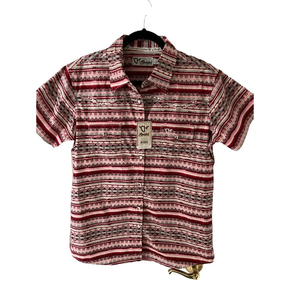 NWT  Cowgirl Hardware Vintage Azlec S/S Print Short Sleeve Shirt Large - Picture 2 of 7